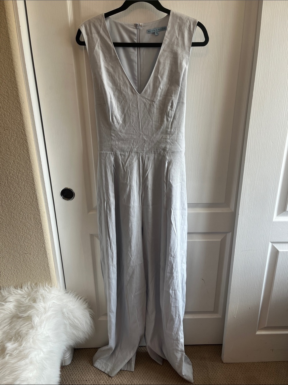 NWT Antonio Melani Quinn Jumpsuit Light Blue Tied Front Sleeveless Size 14 $209 - Picture 4 of 11